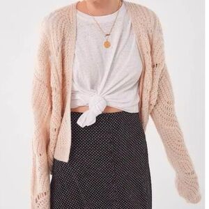 Urban Outfitters Cream Open-Knit Cardigan Bohemian Scandi Girl Cabin Core Sz XS